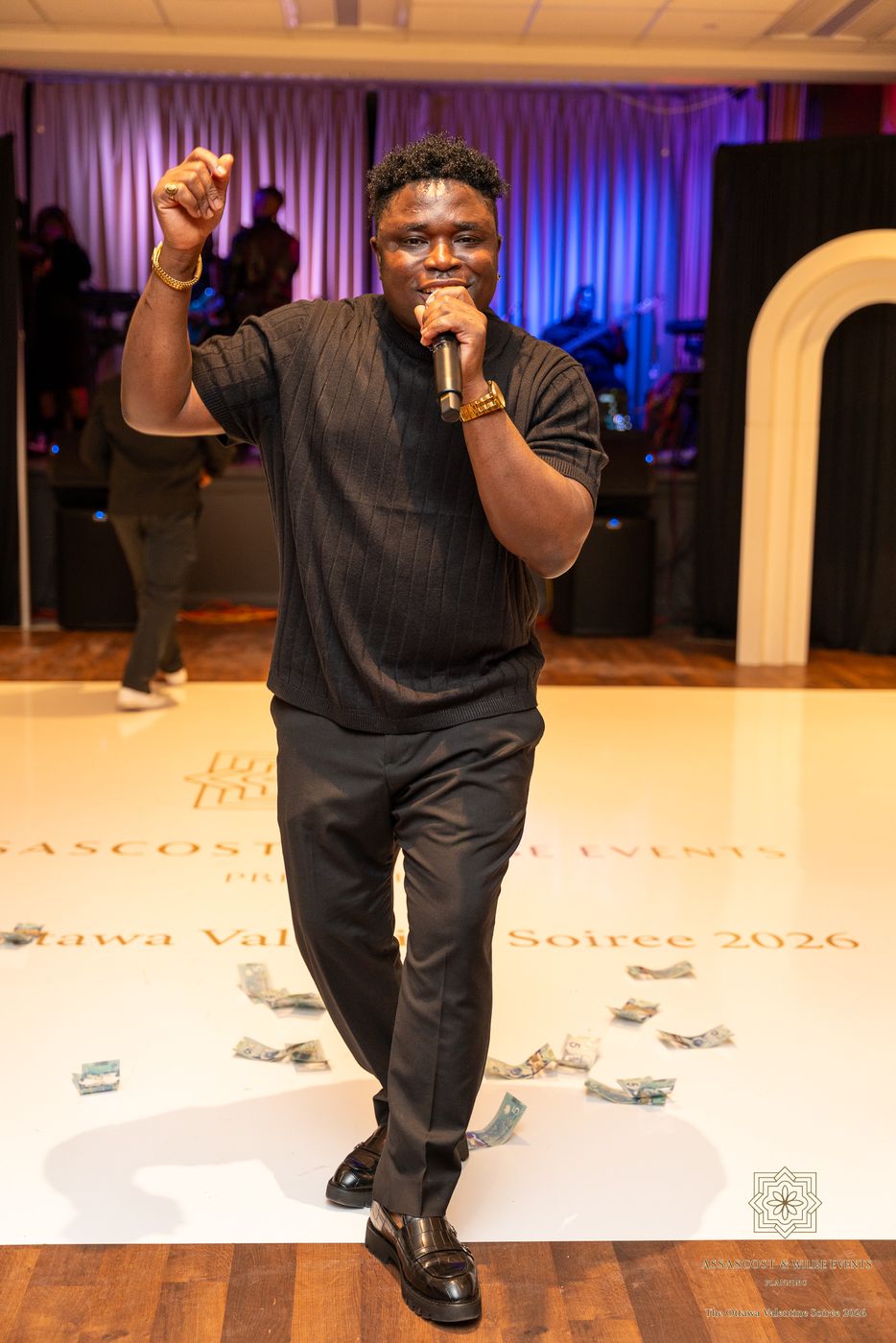 The singer on the dance floor at The Ottawa Valentine's Soirée 2026